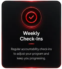 Weekly Check-Ins — Regular accountability check-ins to adjust your program and keep you progressing.