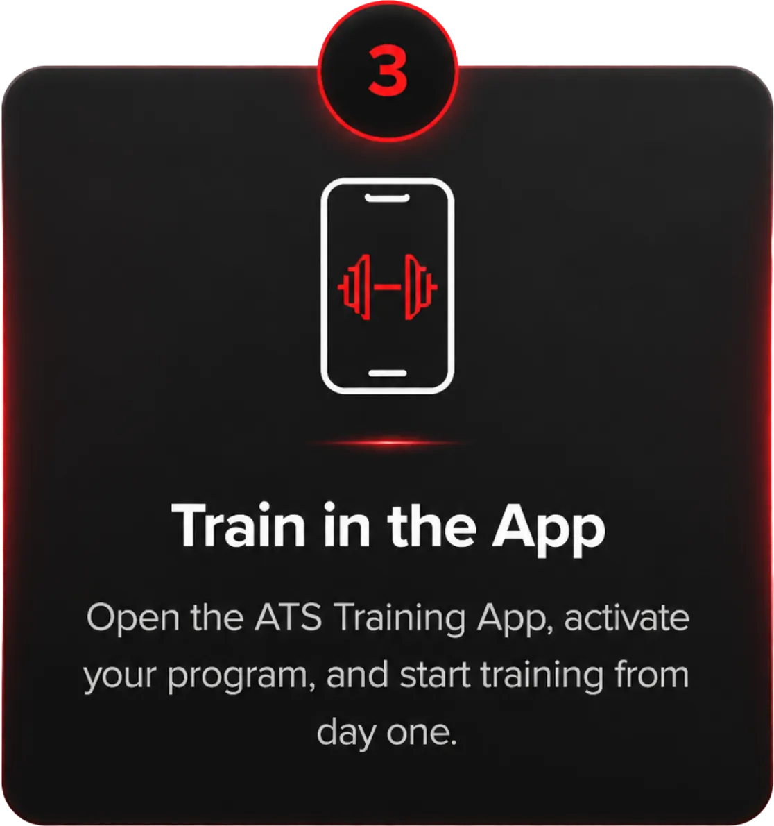 Step 3: Train in the App — Open the ATS Training App, activate your program, and start training from day one.